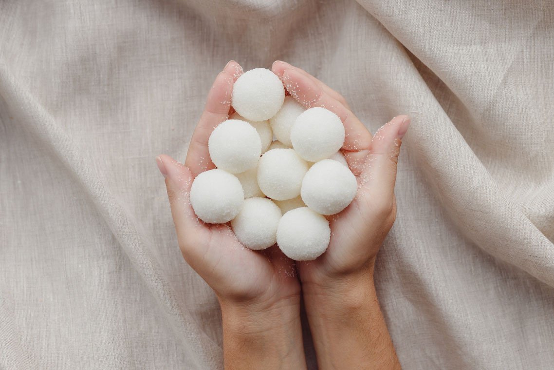 Sugar scrub pearls used in massage and scrub treatments